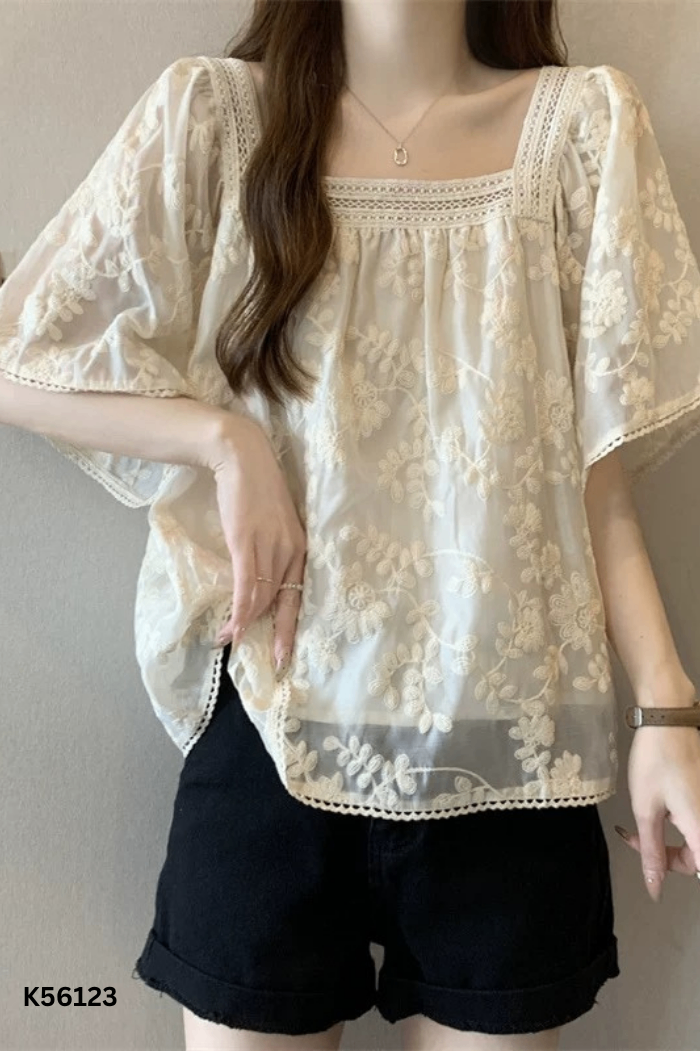 Áo be cổ vuông