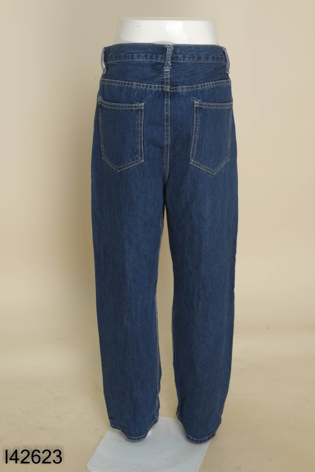 Quần suông jeans xanh ống suông