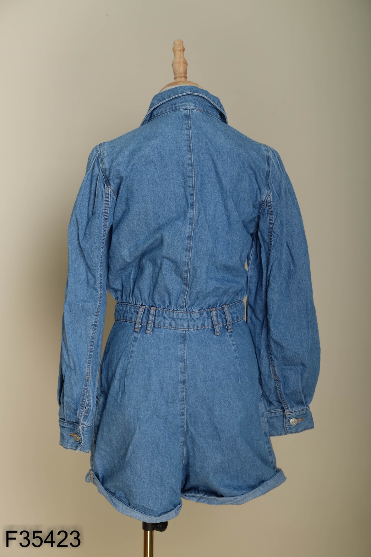 Jumpsuits ZARA jeans xanh cổ bẻ