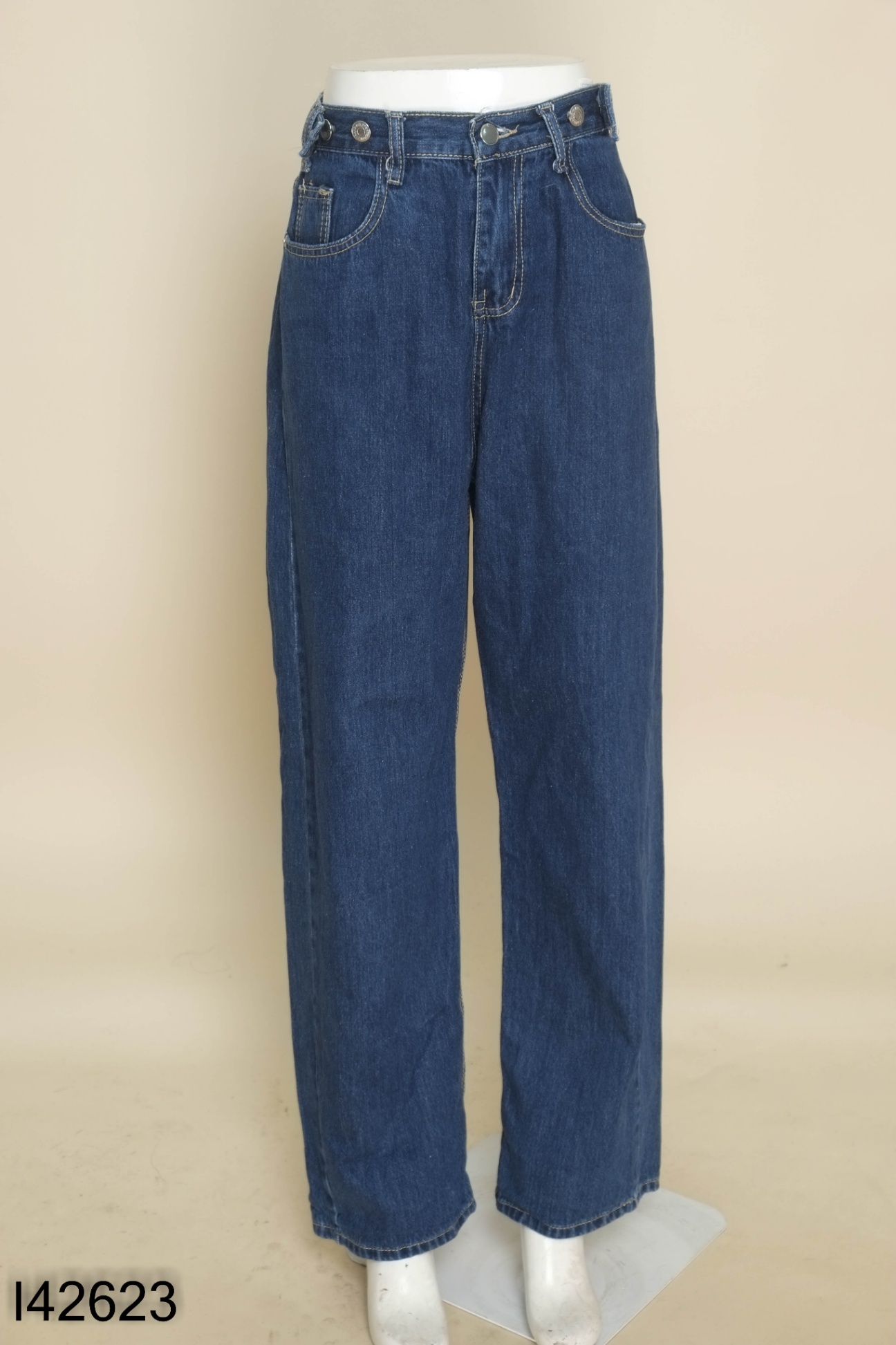 Quần suông jeans xanh ống suông