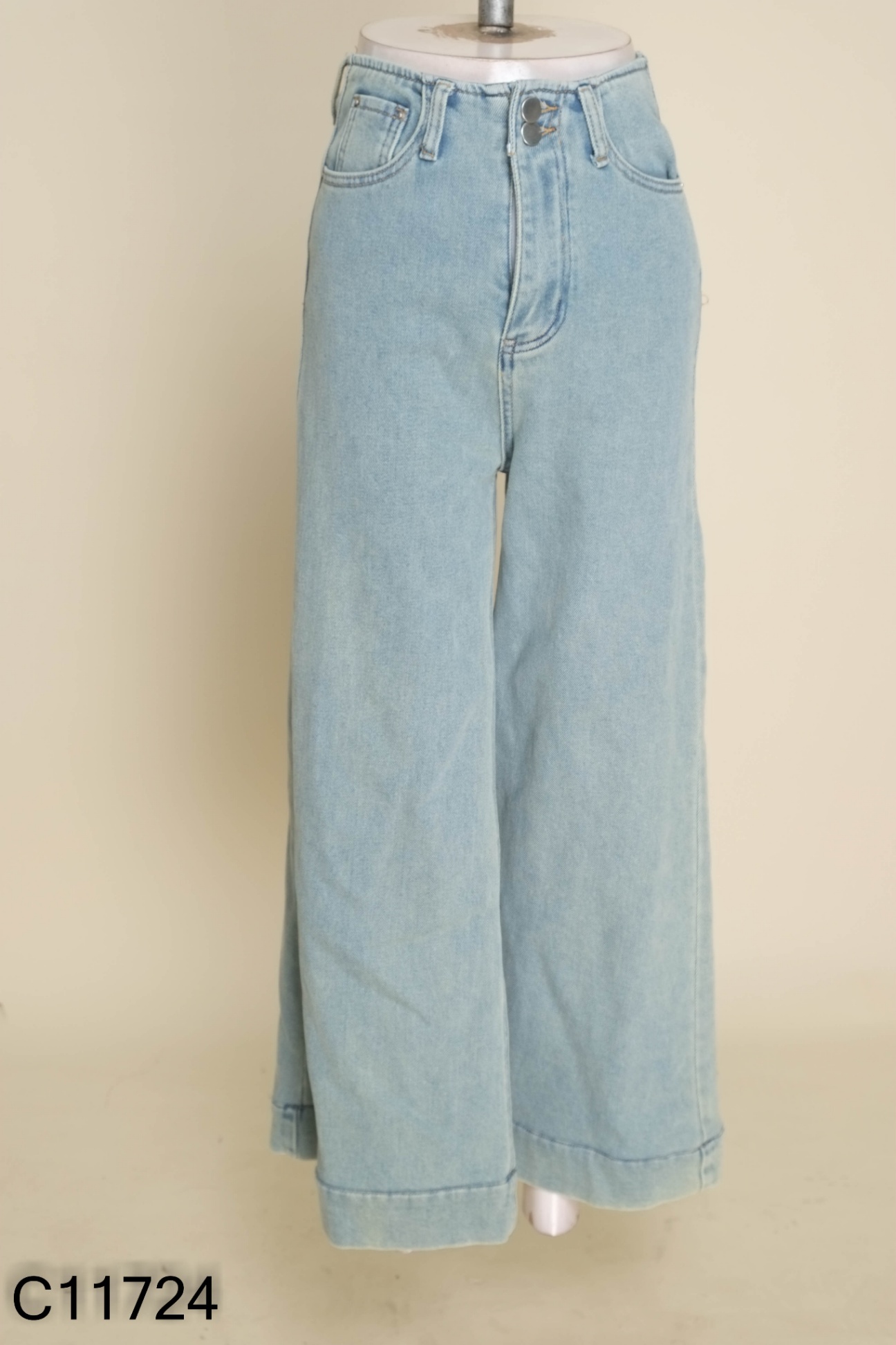 Quần culottes jeans xanh nhạt