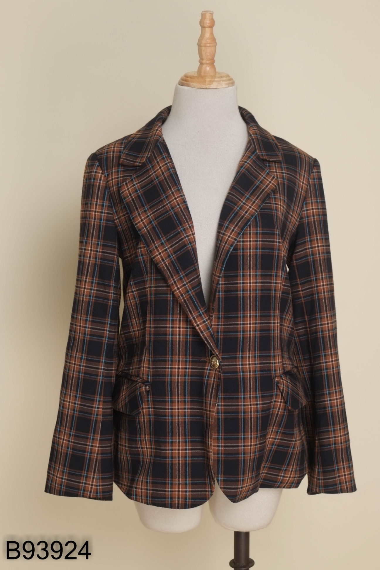 Áo khoác vest nâu kẻ caro