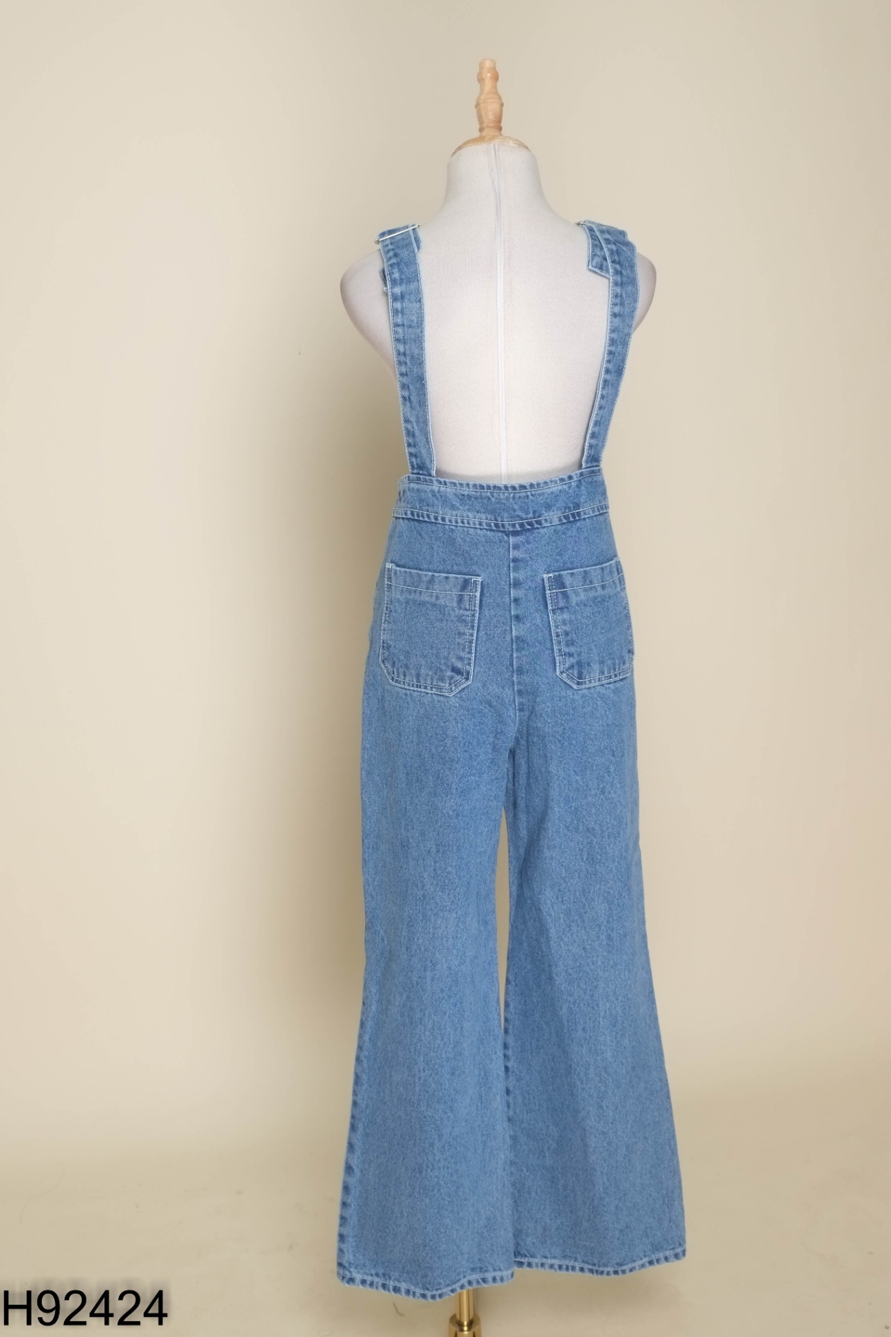 Quần yếm jeans xanh trơn