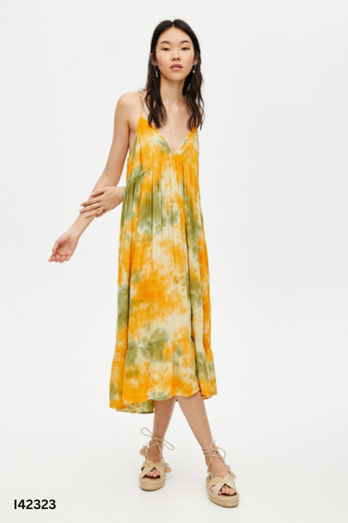 NEWTAG Váy hai dây đũi PULL BEAR xanh loang