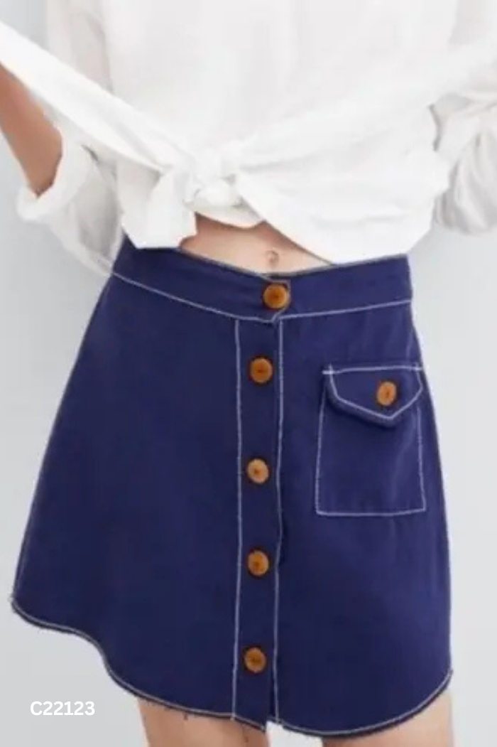 Chân váy ZARA xanh phối khuy