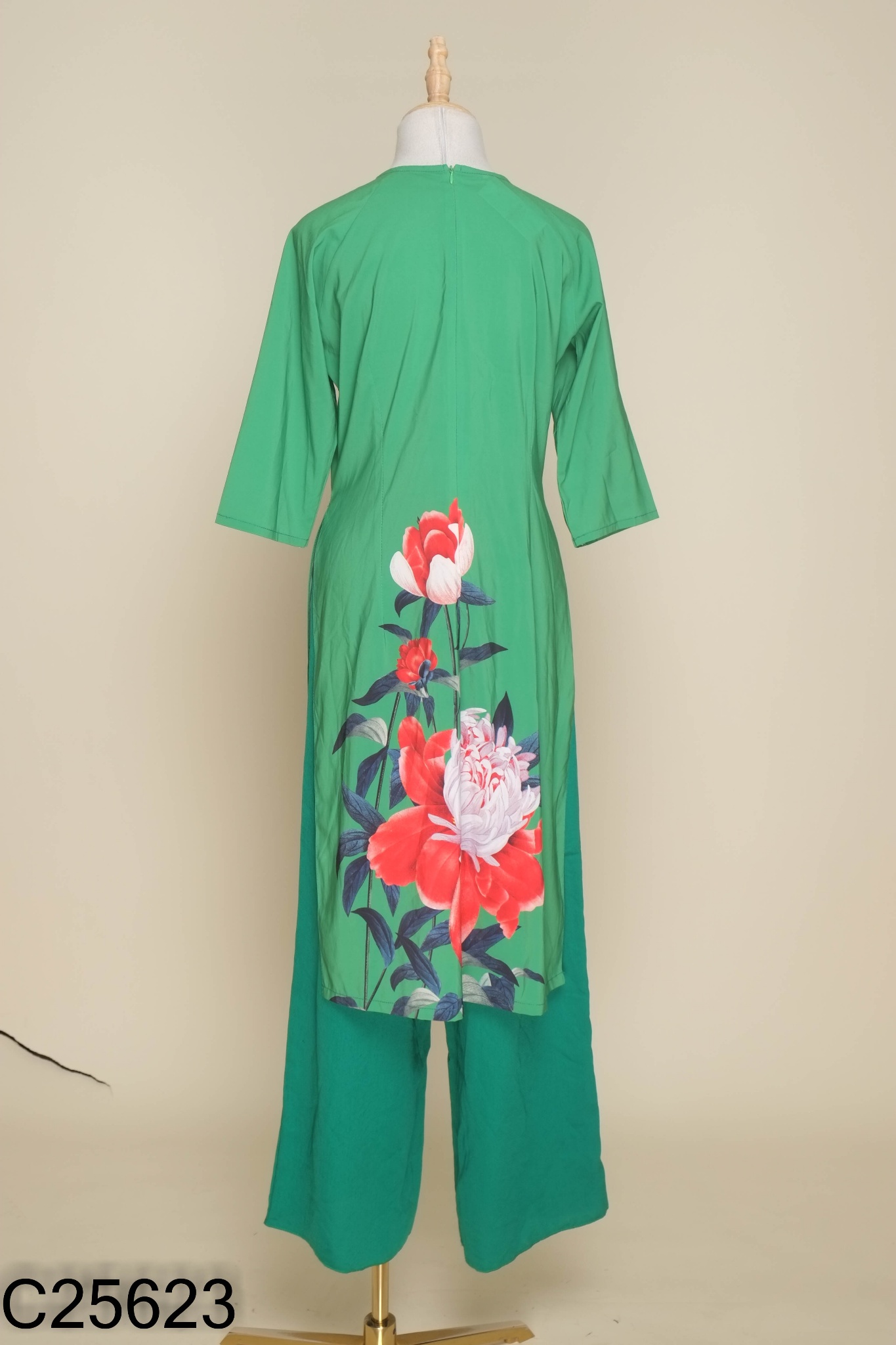 SET Áo dài xanh phối đỏ + quần dài