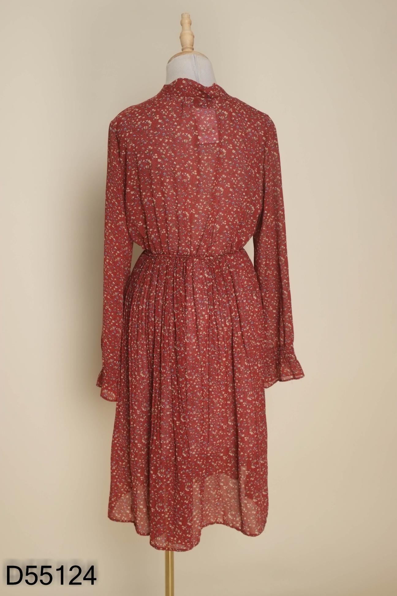 Váy đỏ hoa SÒ VINTAGE eo chun
