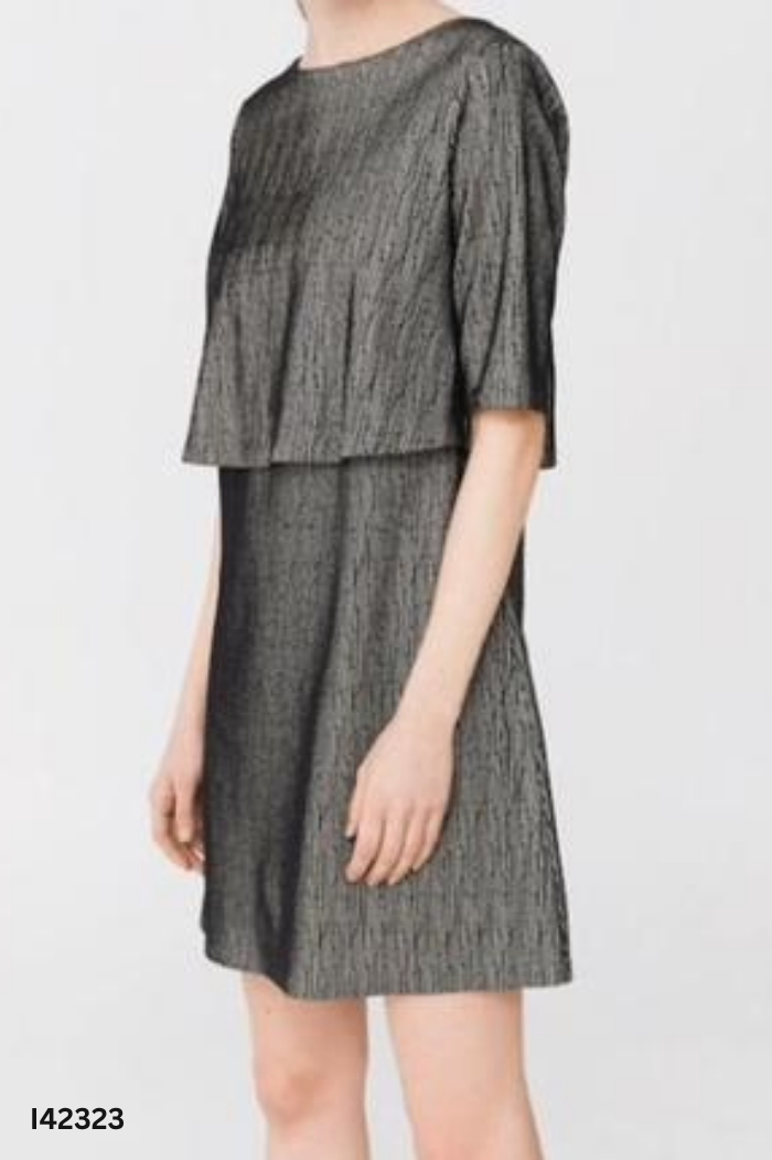 NEWTAG Váy đen MANGO phối nhũ vàng