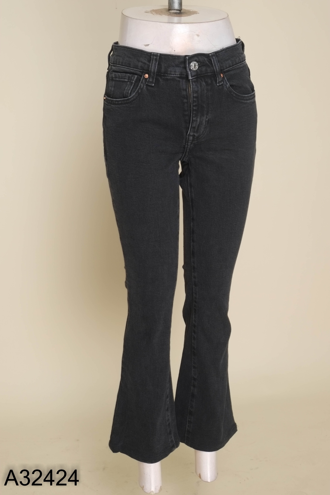 Quần MANGO jeans xanh ống loe