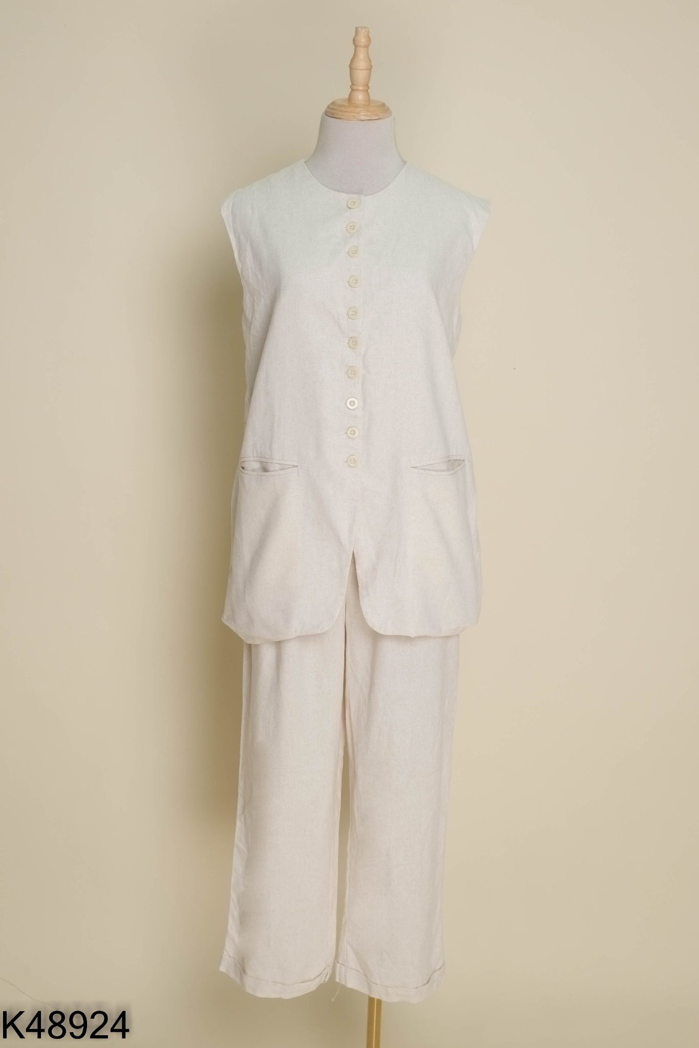 Set Áo linen be ME DESIGN phối cúc + quần dài