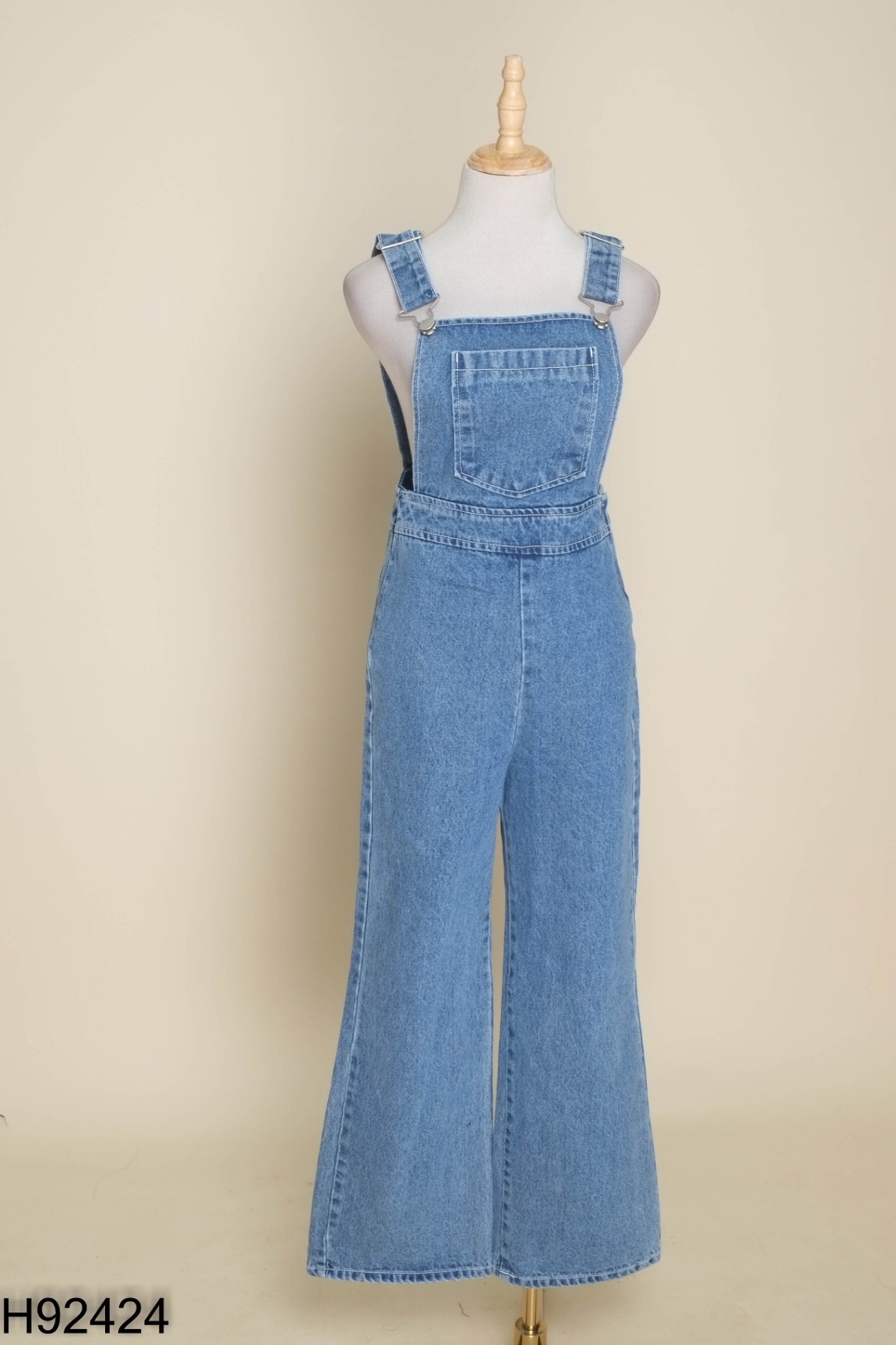 Quần yếm jeans xanh trơn