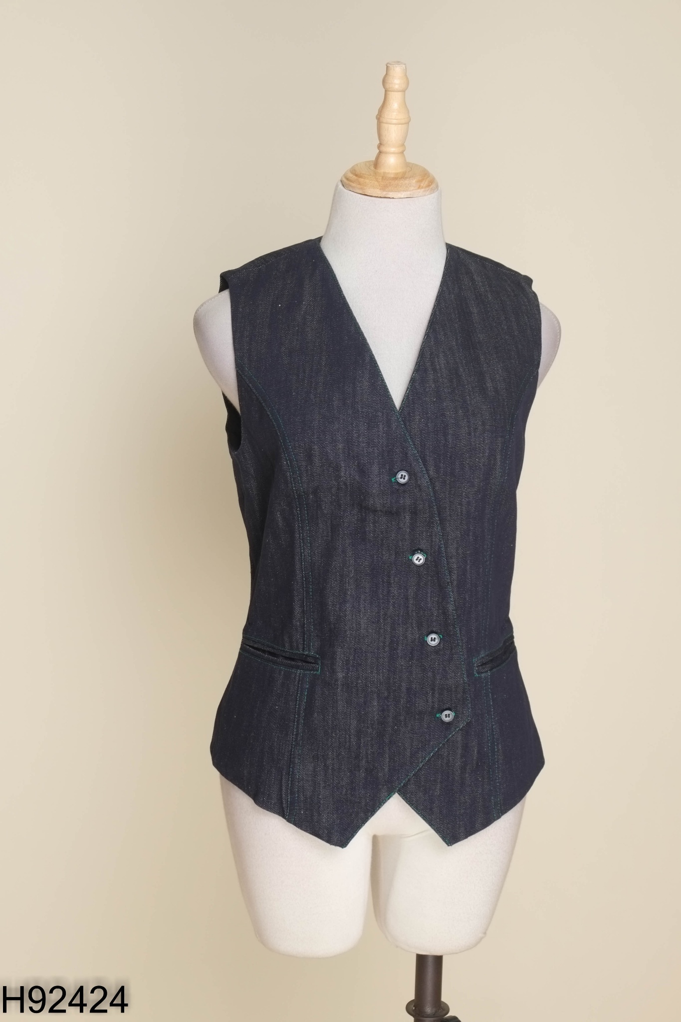 Áo gile jeans xanh
