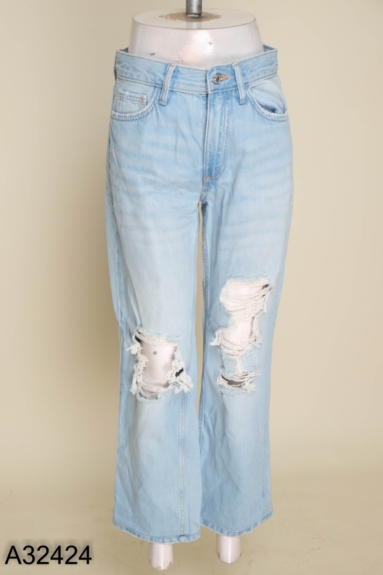Quần MANGO jeans xanh rách