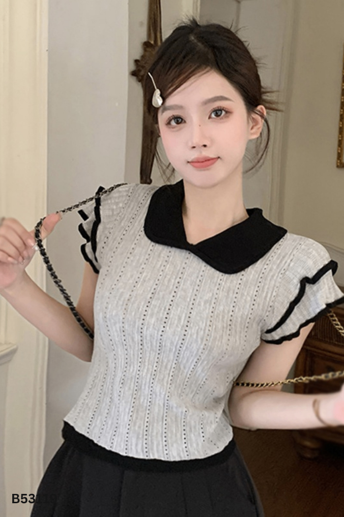 Áo len mongtoghi xám phối đen