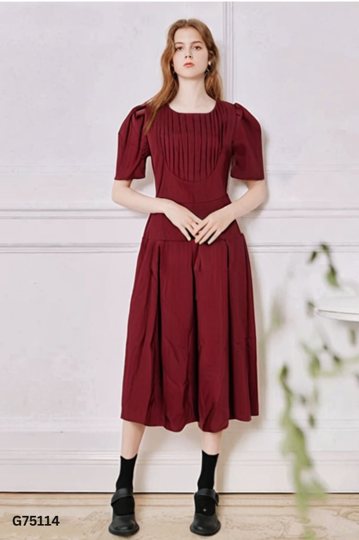 Váy dđỏ rượu trơn