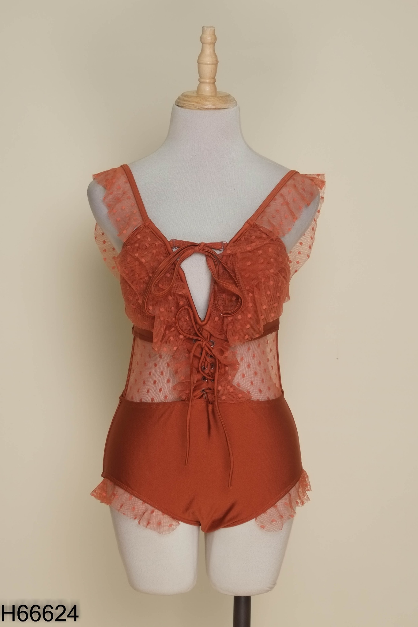 Bikini nâu phối lưới