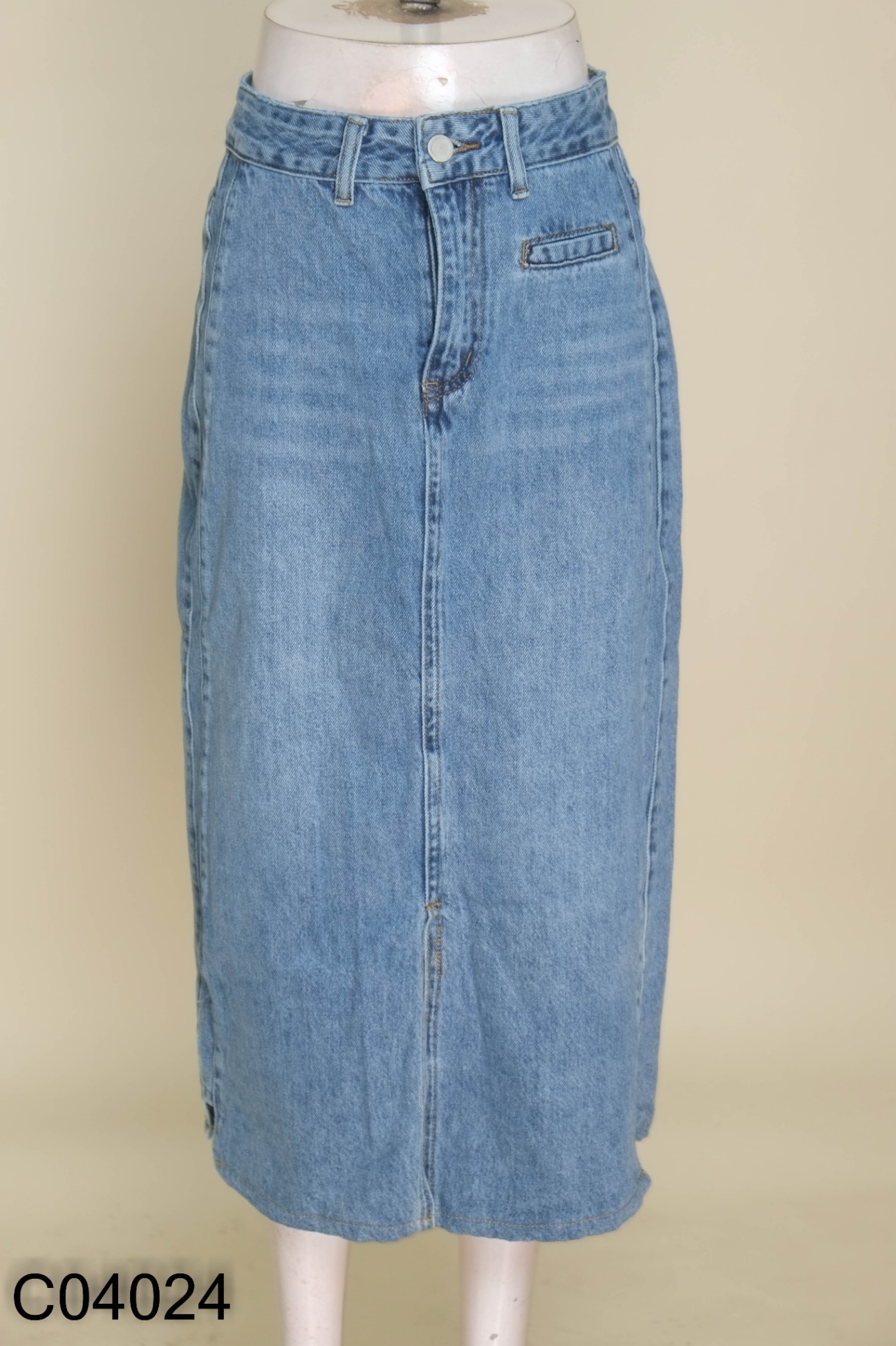 Chân váy jeans xanh trơn