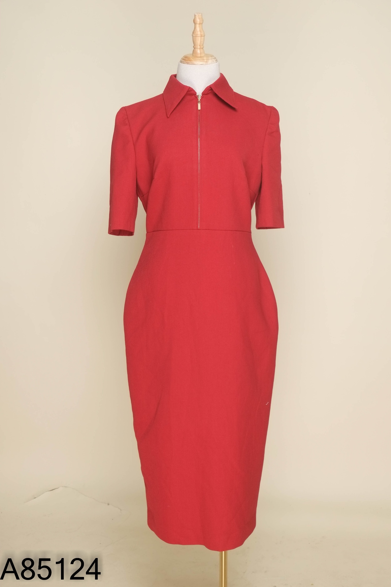 Váy MINELEGÁNCE đỏ cổ bẻ kéo khoá