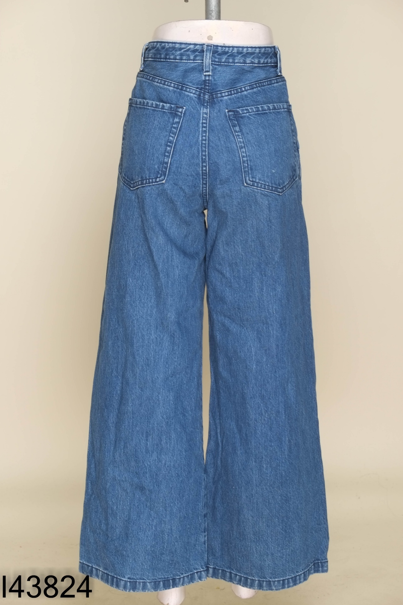 Quần GU jeans xanh ống rộng