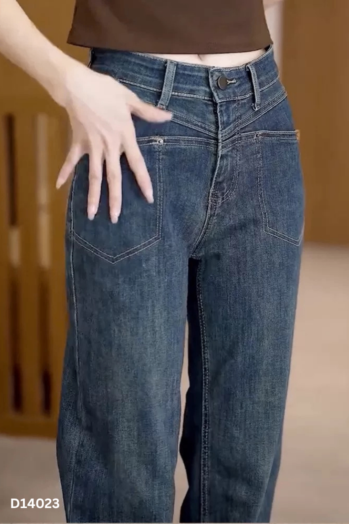 Quần jeans xanh túi ngang
