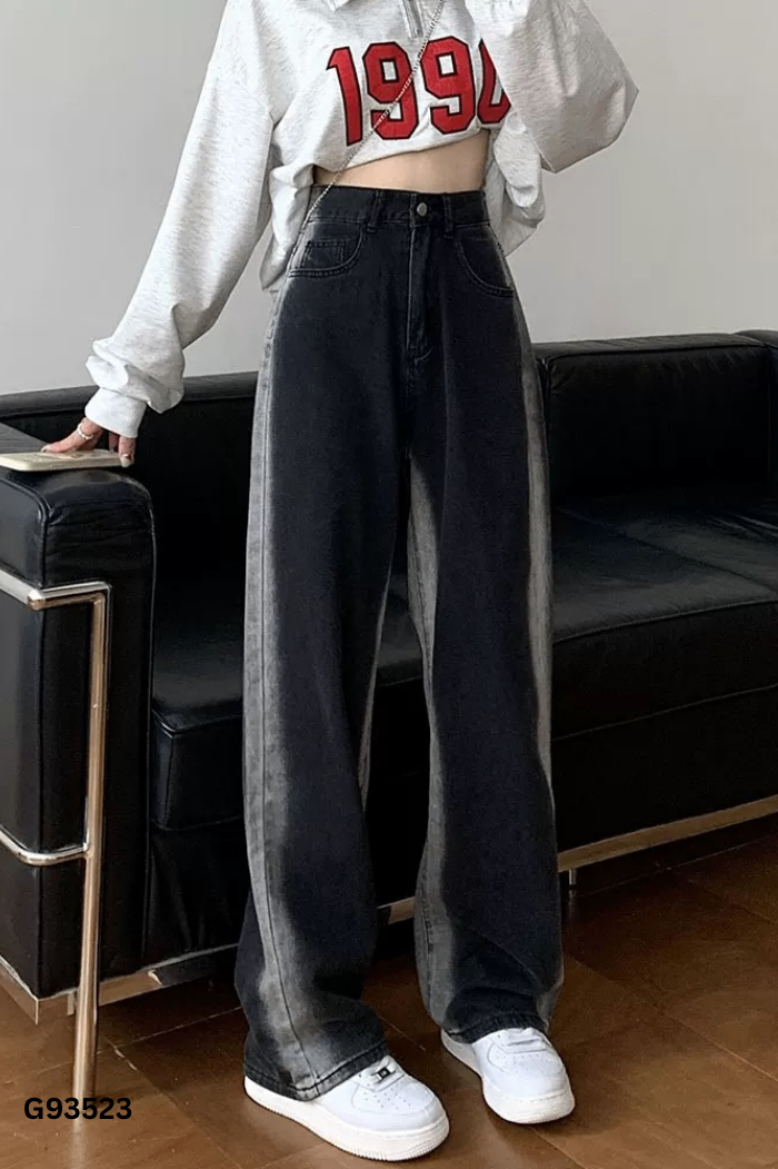 Quần jeans đen phối xám
