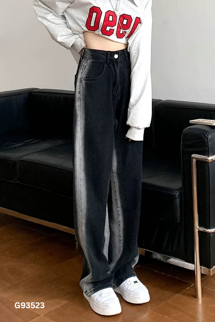 Quần jeans đen phối xám