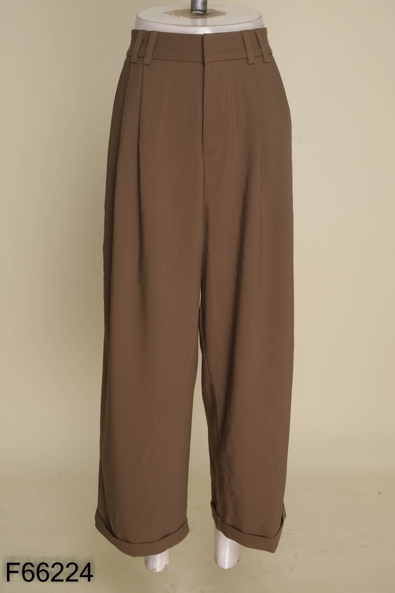 Quần culottes nâu ống rộng