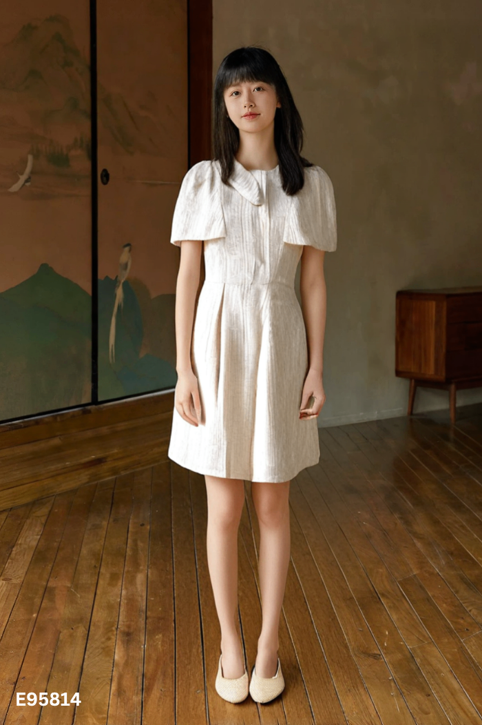 Váy dạ tweed be kẻ