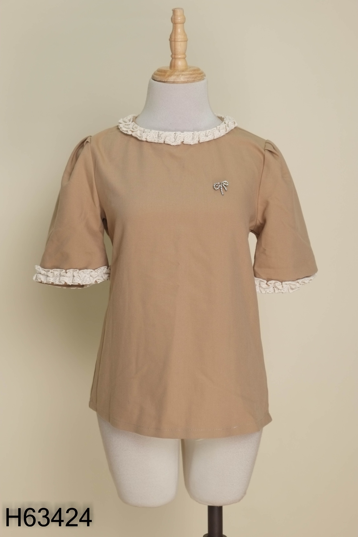 Áo LA MONETA nâu viền be