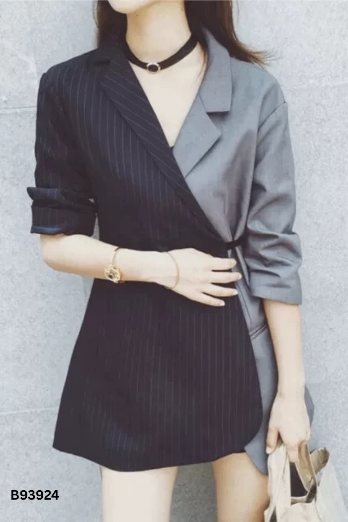 Áo khoác vest nâu phối kẻ caro