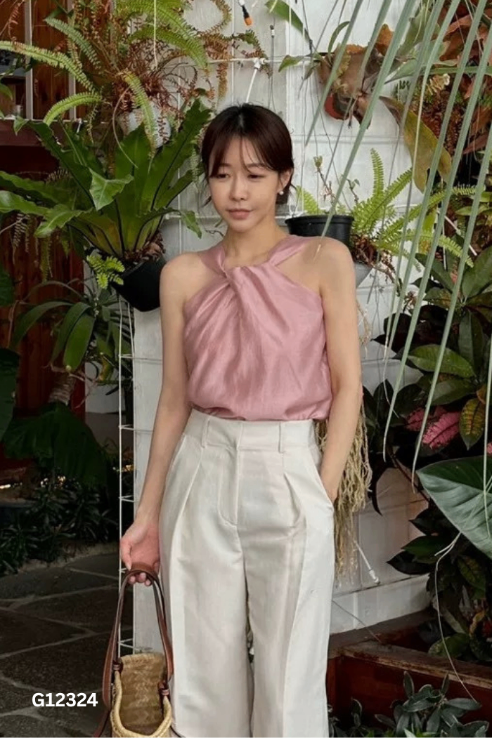 NEWTAG Áo kiểu lụa hổng