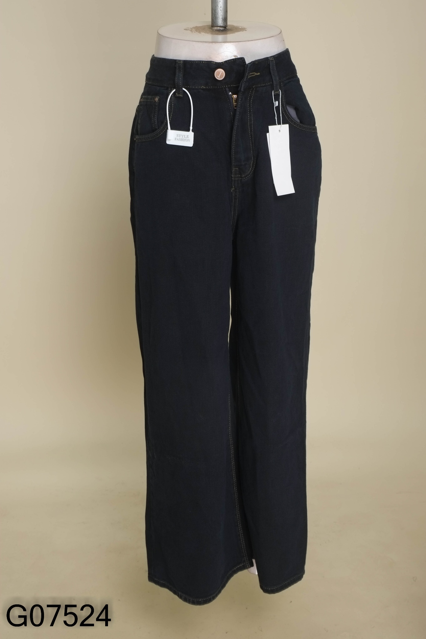NEWTAG Quần jeans đen ống rộng