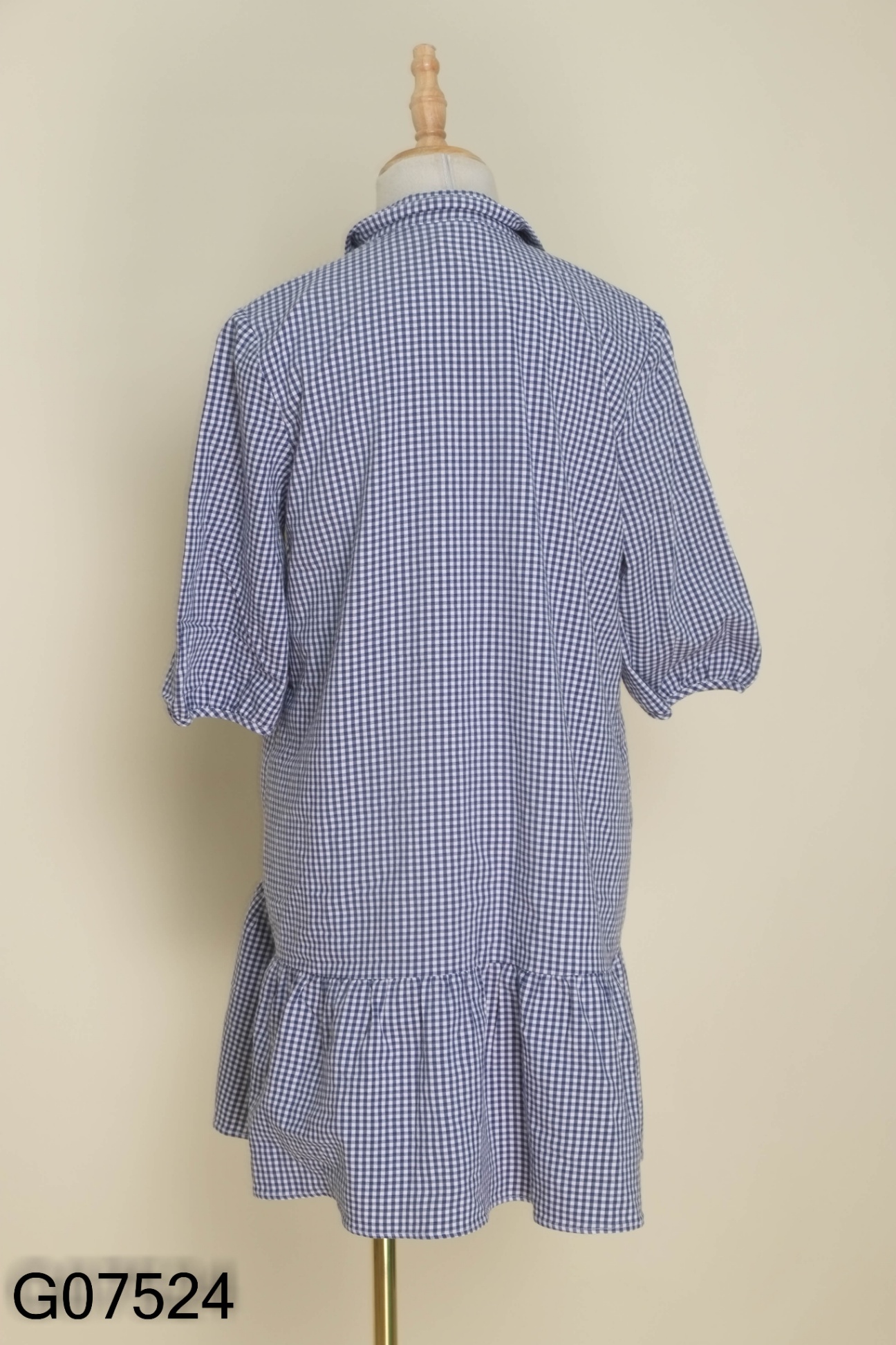Váy ADORE DRESS xanh kẻ caro thêu hoa