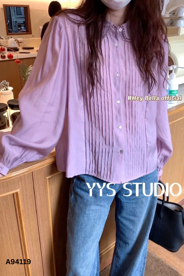 Áo sơ mi tím ly dọc