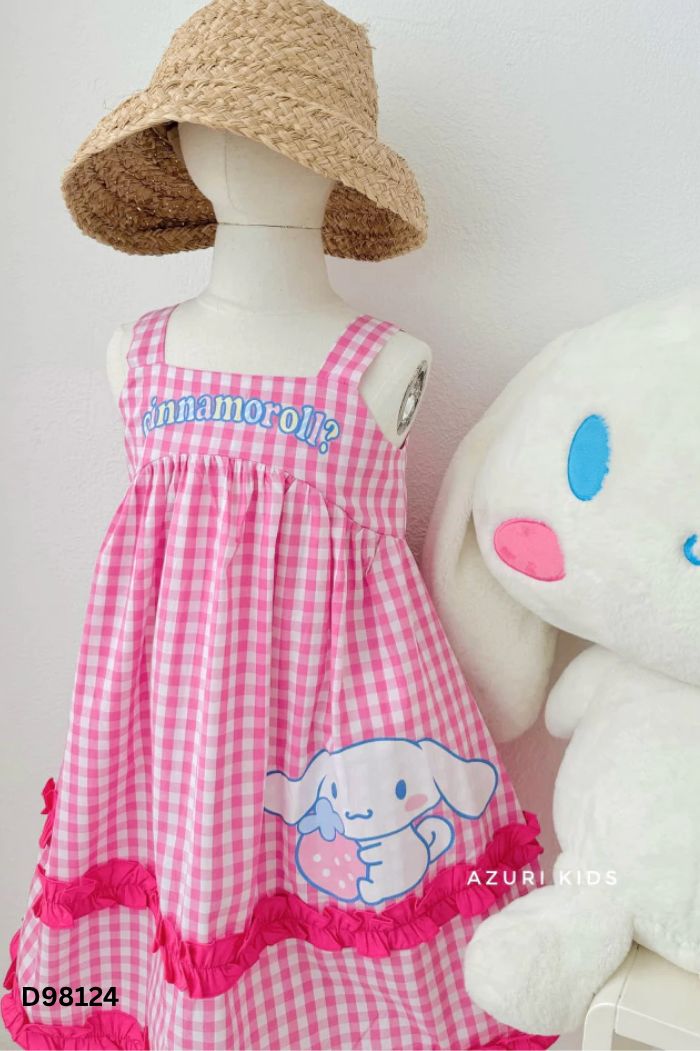 Váy hồng kẻ caro trắng KIDS