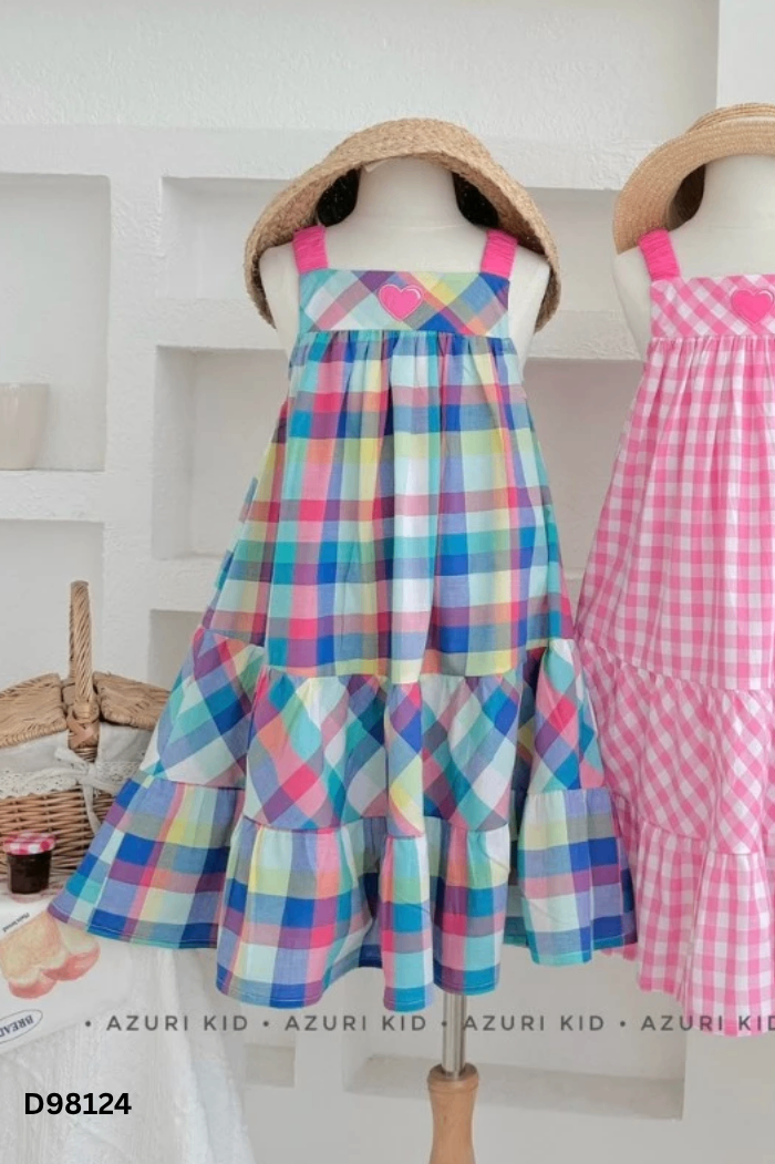 Váy xanh phối hồng KIDS