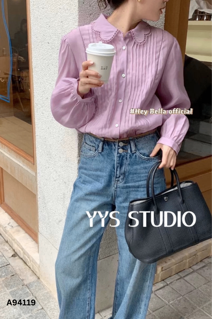 Áo sơ mi tím ly dọc