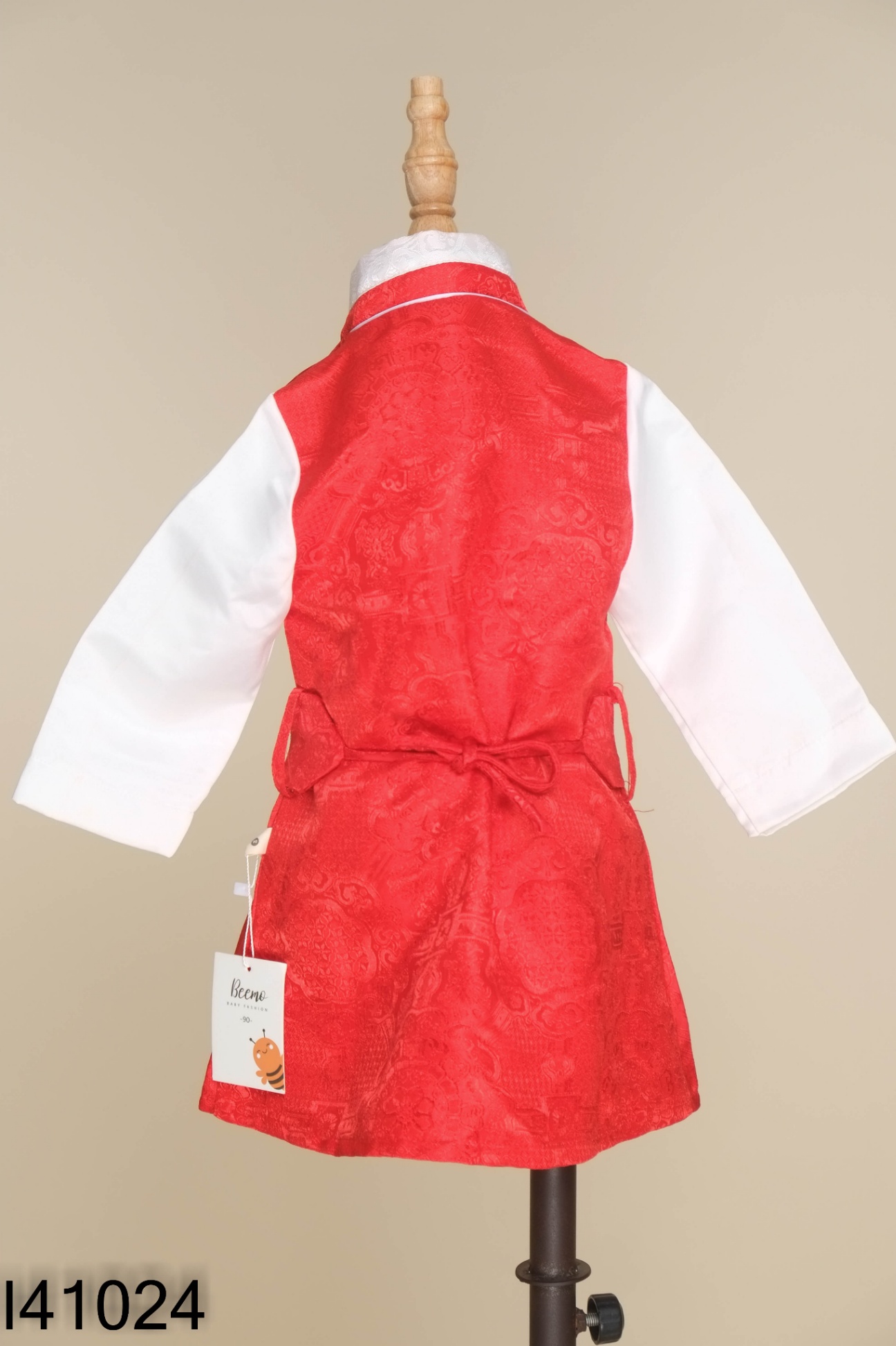NEWTAG Áo hanbok đỏ phối trắng KIDS