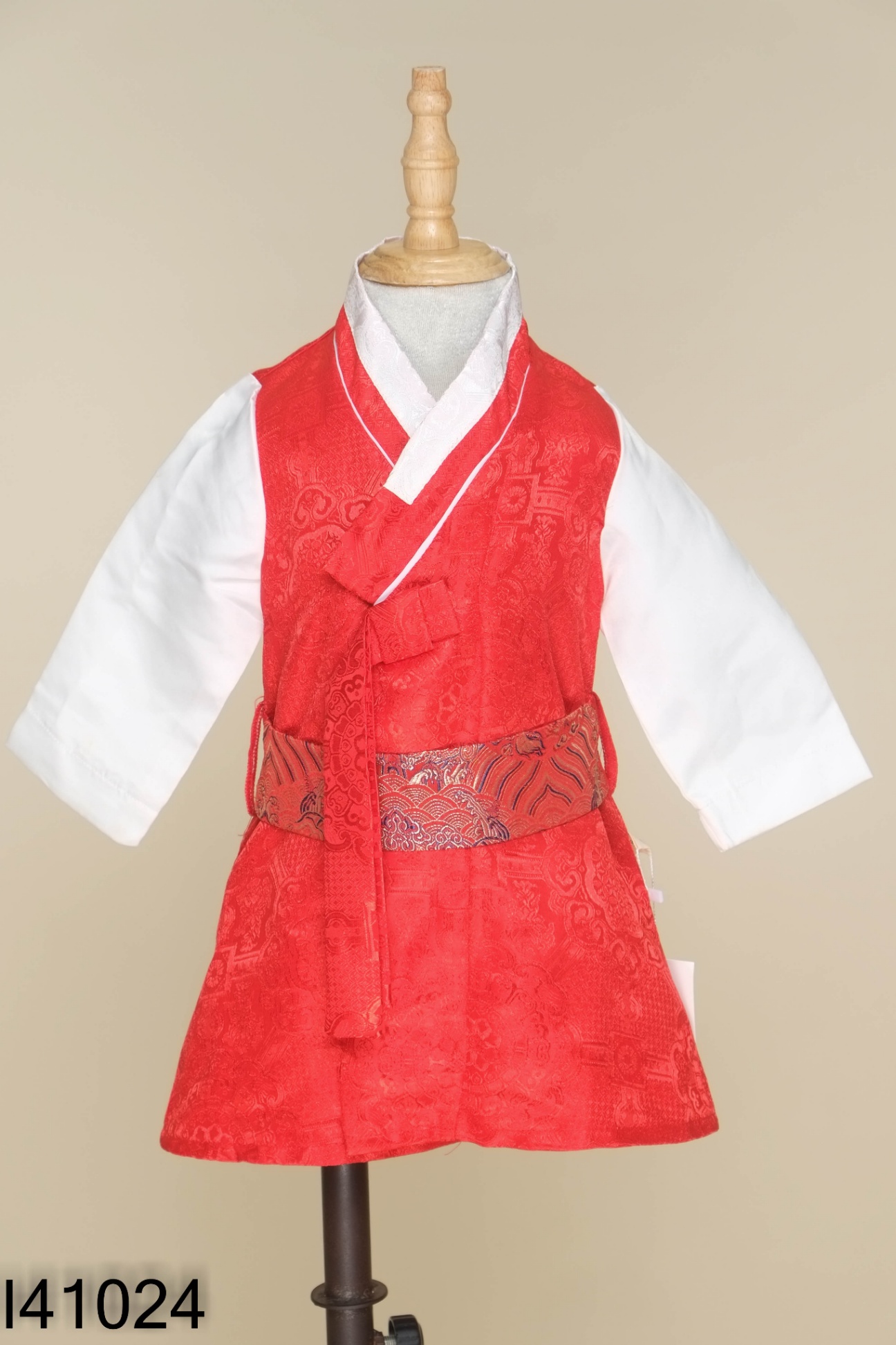 NEWTAG Áo hanbok đỏ phối trắng KIDS