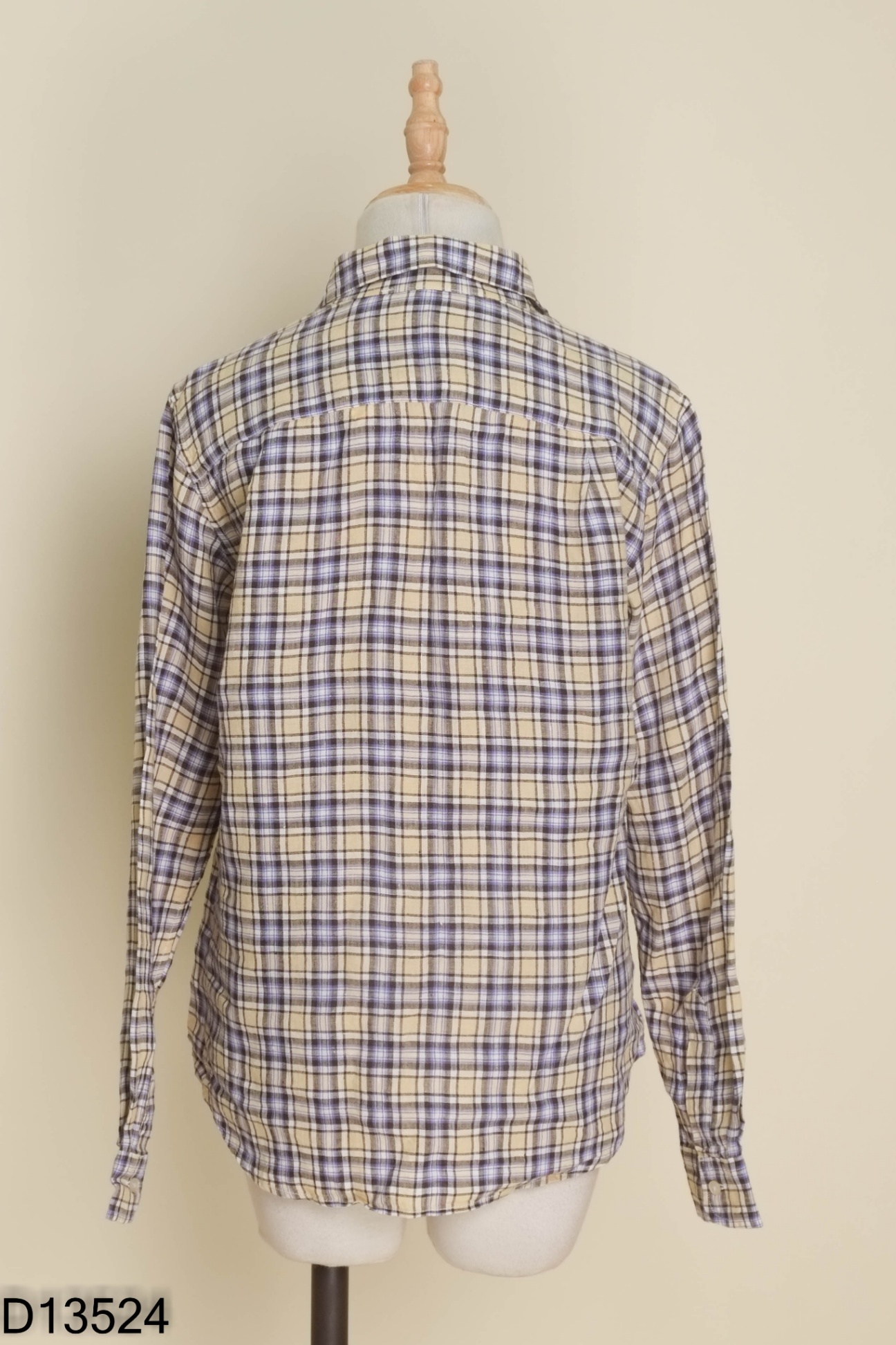 Áo sơ mi UNIQLO tím kẻ vàng