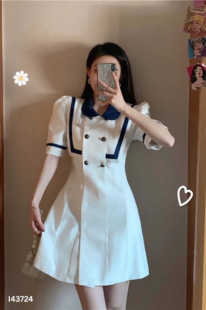Vá be phối cúc viền xanh than