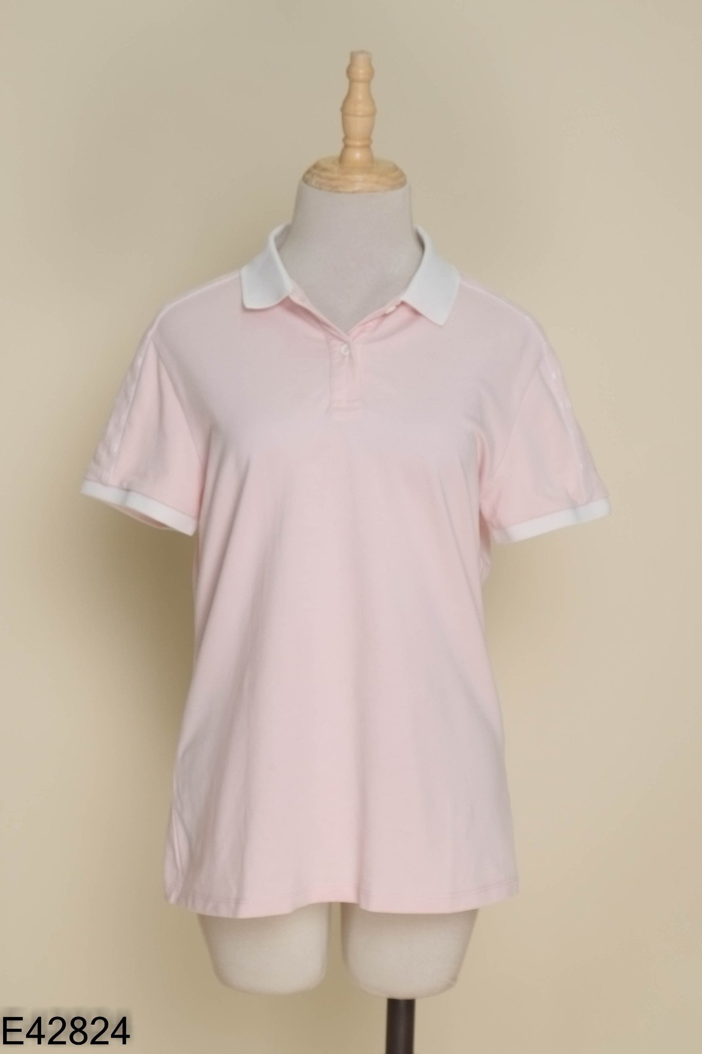 Áo polo YODY hồng cổ trắng