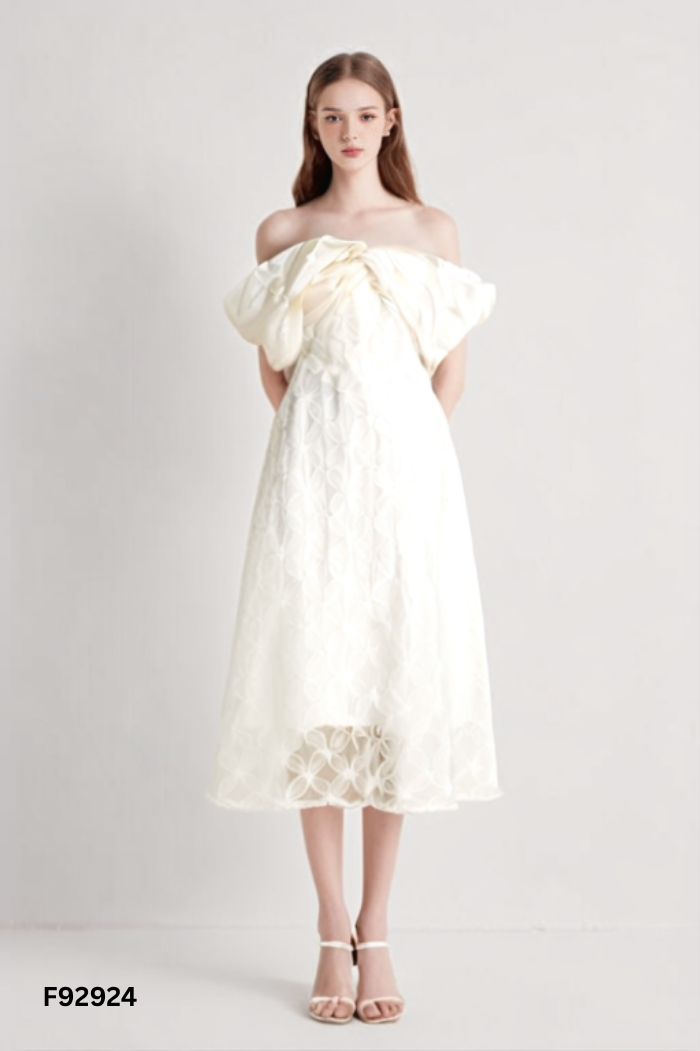 Váy be lưới hoa phối organza
