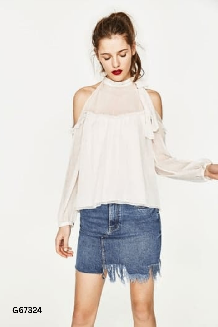 Áo voan trắng ZARA khoét vai