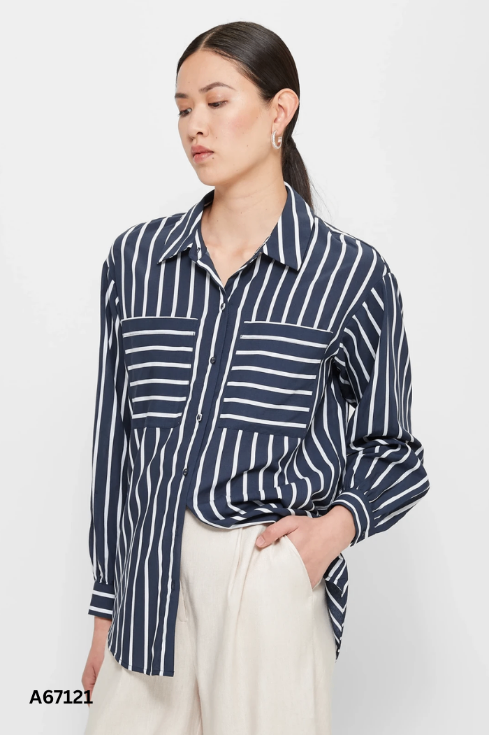 Áo sơ mi ZARA xanh sọc trắng (CẮT TAG)