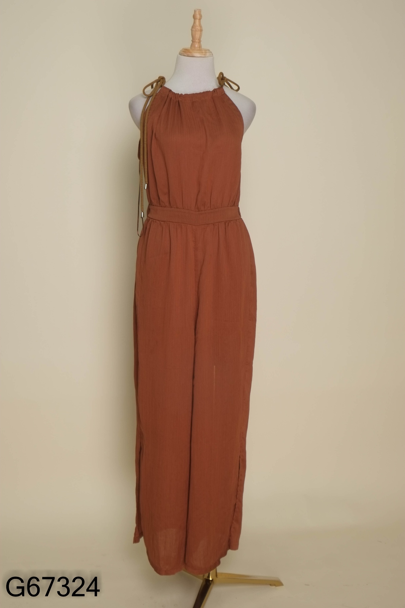 Jumpsuits ZARA nâu cổ yếm