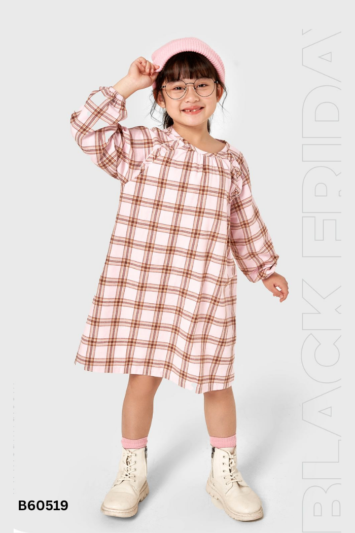 Váy CANIFA hồng kẻ KIDS
