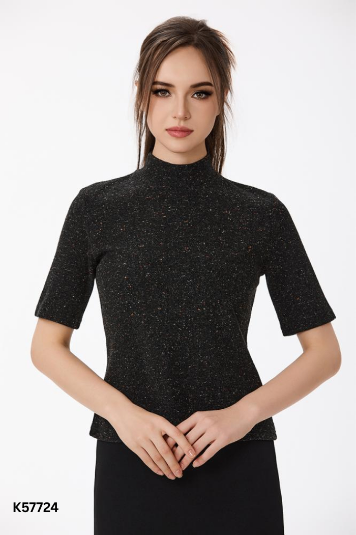 NEWTAG Áo len ZARA đen ánh nhũ vàng