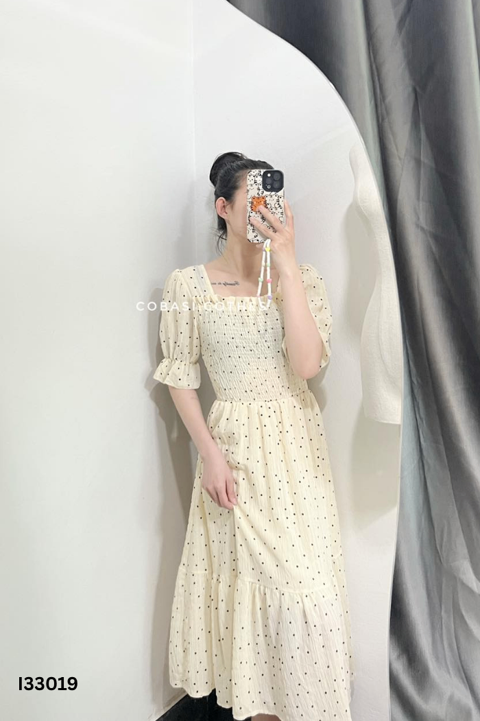 Váy be chấm bi chun ngực