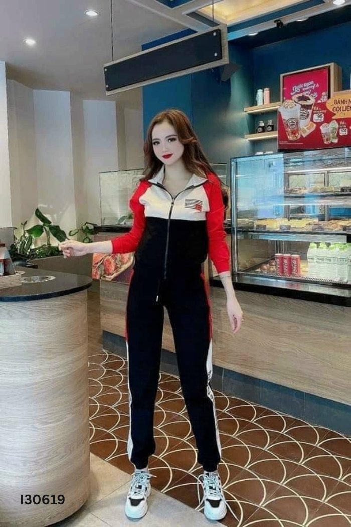 SET Thun đỏ be đen áo + quần dài